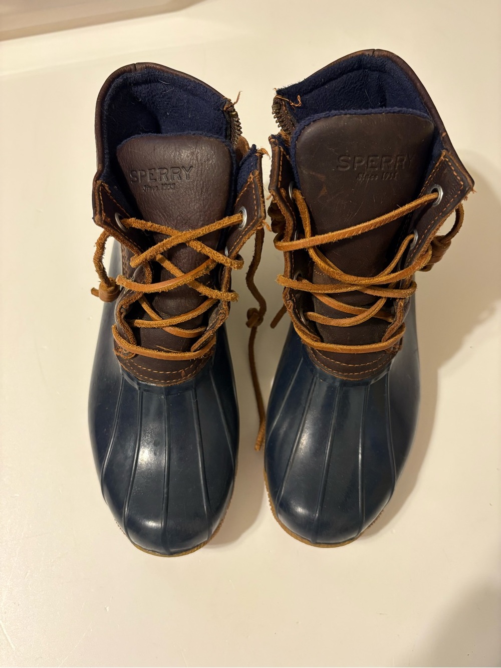 Sperry Woman’s Blue and Brown Duck Boots